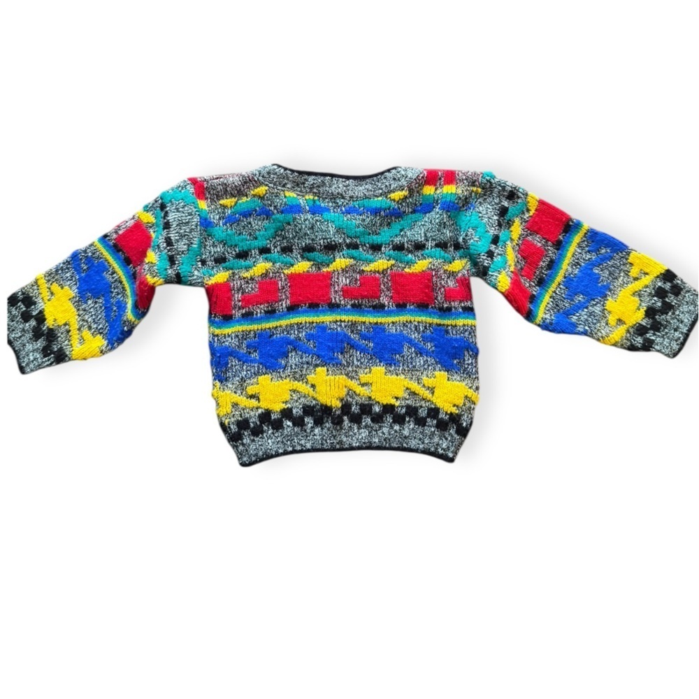 Children’s 90’s Vintage Multicolor Knit Barrel Sweater/Jumper - Picture 3 of 6